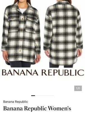 Banana Republic Black & White Plaid Shacket with pockets